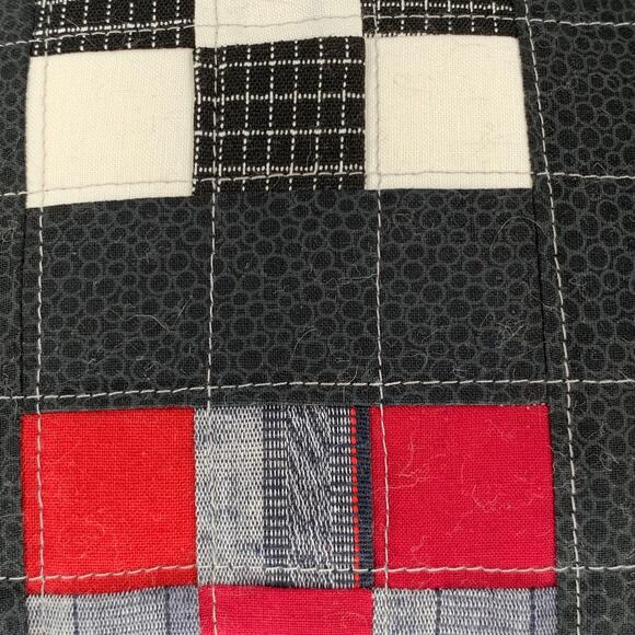 Handmade Accent Throw Pillow 11" Square Nine Patch Black Red White Gift For Her - Picture 8 of 11